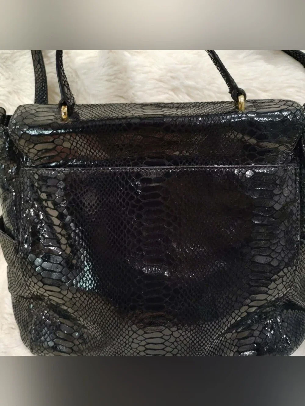 🖤 VTG MICHAEL KORS Black Python Embossed Sloan Flap Bag🖤